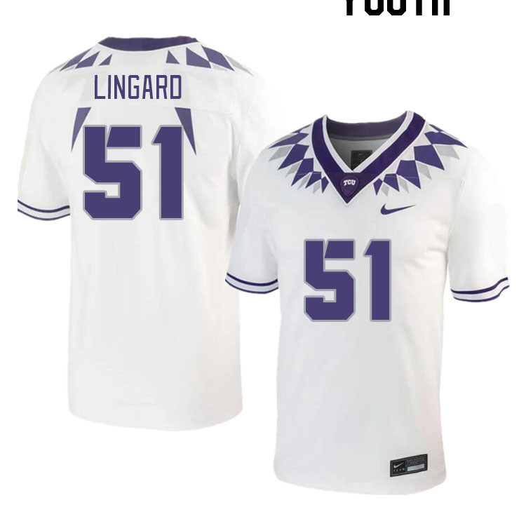 Youth #51 Luke Lingard TCU Horned Frogs 2023 College Footbal Jerseys Stitched-White